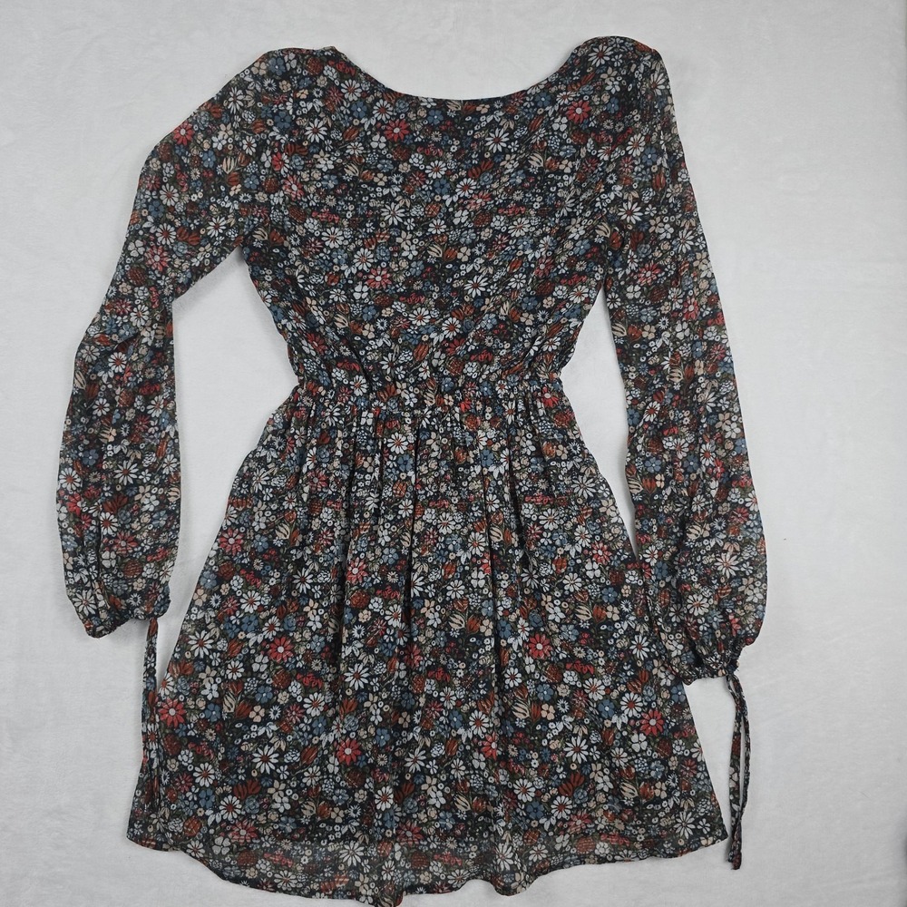 Abercrombie & Fitch Women's Size‎ XS Floral Tie Lined Long Sleeve Dress - Picture 7 of 7